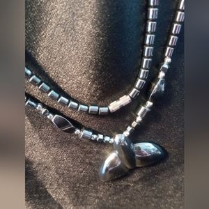 Hermitite whale tale and barrel beaded 100% hermitite. 18 inches long necklace